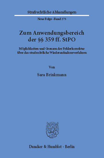 Zum Anwendungsbereich der 359 ff. StPO. main product photo