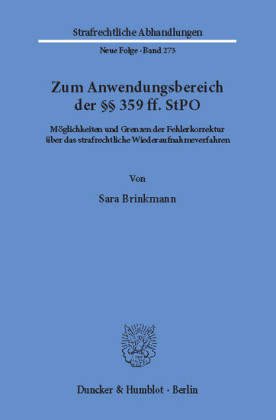 Zum Anwendungsbereich der 359 ff. StPO.