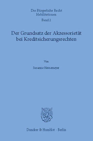 Der Grundsatz der Akzessorietät bei Kreditsicherungsrechten. main product photo