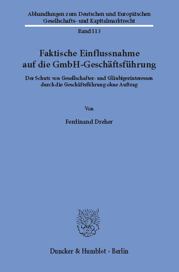 Faktische Einflussnahme auf die GmbH-Geschäftsführung. main product photo