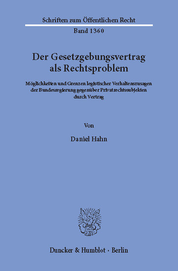 Der Gesetzgebungsvertrag als Rechtsproblem. main product photo