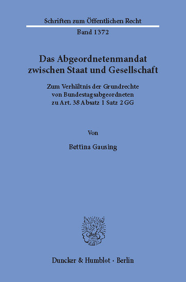 Das Abgeordnetenmandat zwischen Staat und Gesellschaft. main product photo