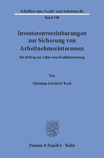 Investorenvereinbarungen zur Sicherung von Arbeitnehmerinteressen. main product photo