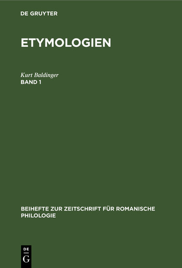 Kurt Baldinger: Etymologien. Band 1 main product photo