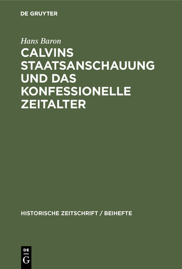 Calvins Staatsanschauung und das konfessionelle Zeitalter main product photo