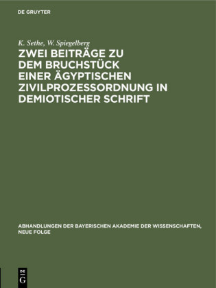 Zwei Beiträge zu dem Bruchstück einer ägyptischen Zivilprozeßordnung in             demiotischer Schrift
