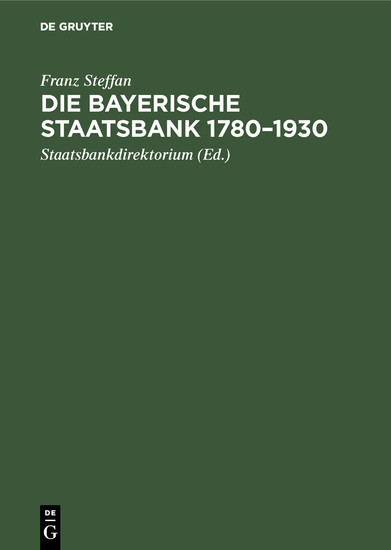 Die Bayerische Staatsbank 1780-1930 main product photo