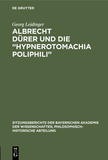 Albrecht Dürer und die 'Hypnerotomachia Poliphili' main product photo