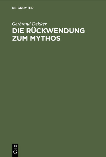 Die Rückwendung zum Mythos main product photo
