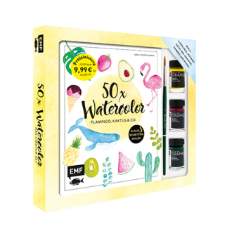 50 x Watercolor - Flamingo, Kaktus & Co. - Starter-Set