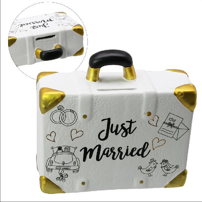 Spardose Keramik Reisekoffer Hochzeit main product photo