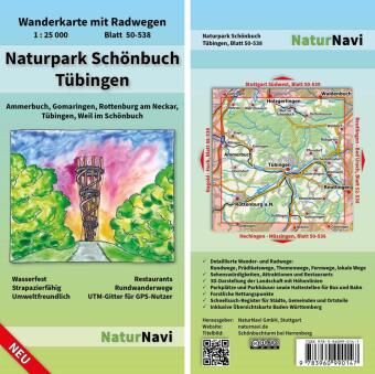 NaturNavi Wanderkarte mit Radwegen Naturpark Schönbuch - Tübingen