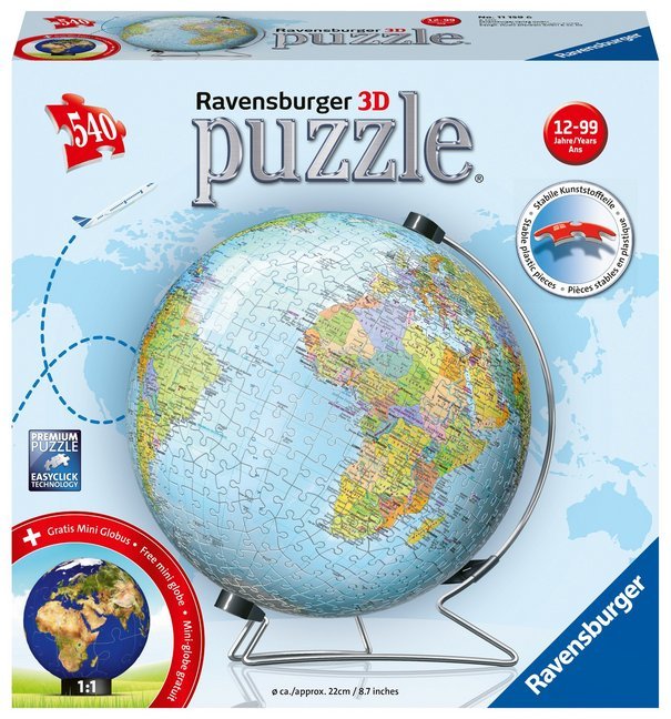 Ravensburger 3D Puzzle 11159 - Puzzle-Ball Globus in deutscher Sprache - 540 Teile - Puzzle-Ball Globus für Erwachsene und Kinder ab 10 Jahren main product photo
