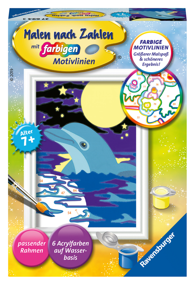 Ravensburger Malen nach Zahlen 27694 - Kleiner Delfin - Kinder ab 7 Jahren main product photo