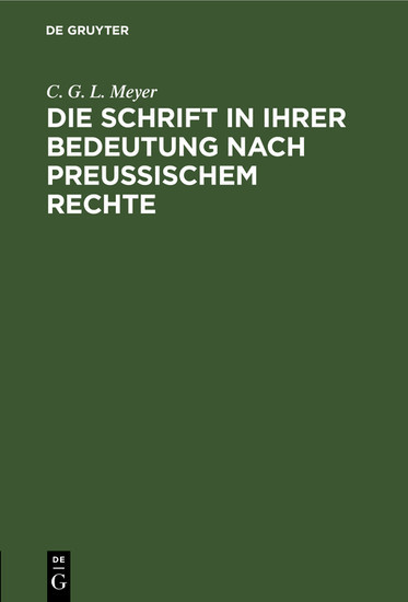 Die Schrift in ihrer Bedeutung nach preußischem Rechte main product photo