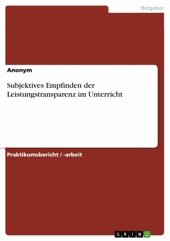 Subjektives Empfinden der Leistungstransparenz im Unterricht main product photo