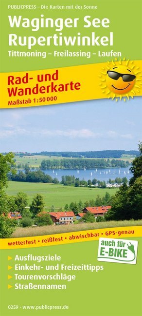 PUBLICPRESS Rad- und Wanderkarte Waginger See, Rupertiwinkel, Tittmoning - Freilassing -Laufen main product photo