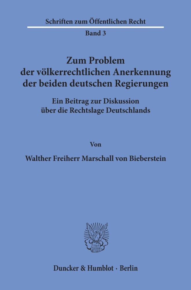 Zum Problem der völkerrechtlichen Anerkennung der beiden deutschen Regierungen. main product photo