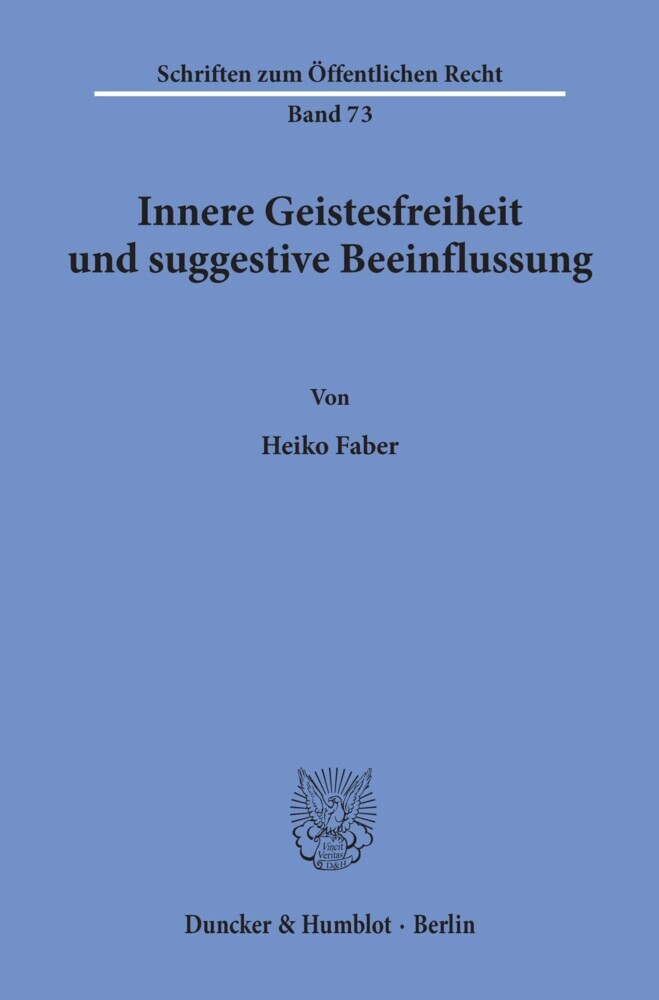 Innere Geistesfreiheit und suggestive Beeinflussung. main product photo