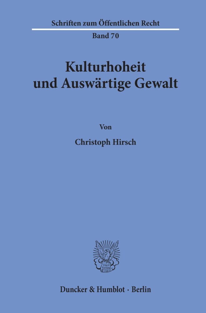 Kulturhoheit und Auswärtige Gewalt. main product photo