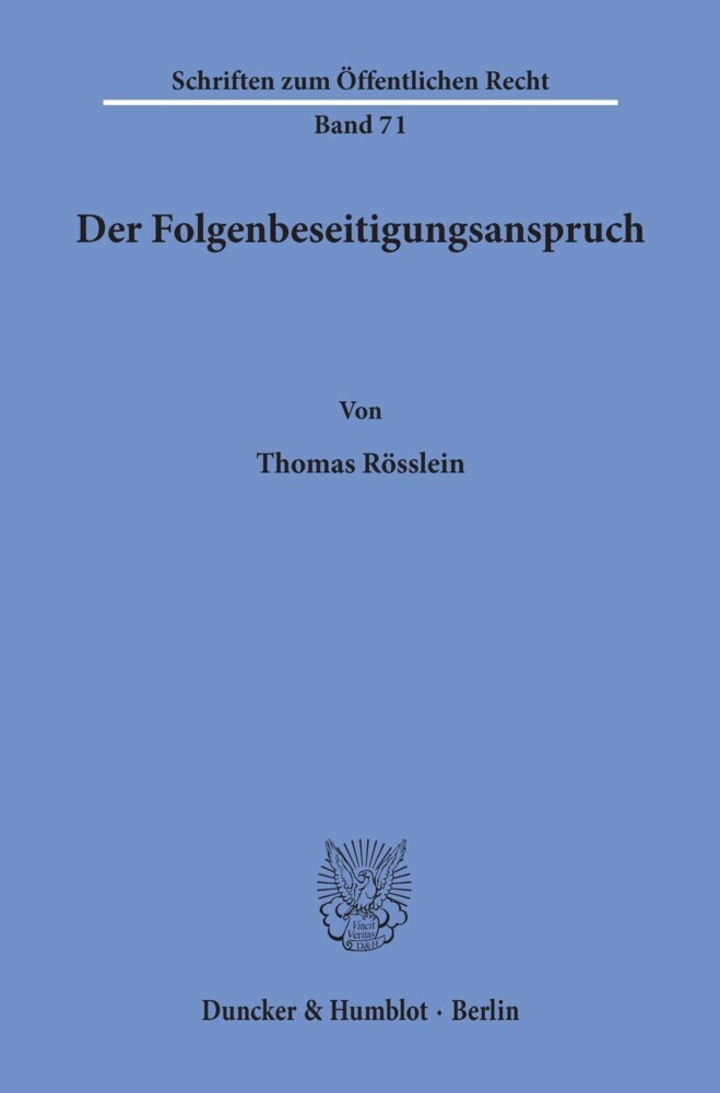 Der Folgenbeseitigungsanspruch. main product photo