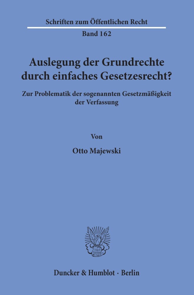 Auslegung der Grundrechte durch einfaches Gesetzesrecht? main product photo