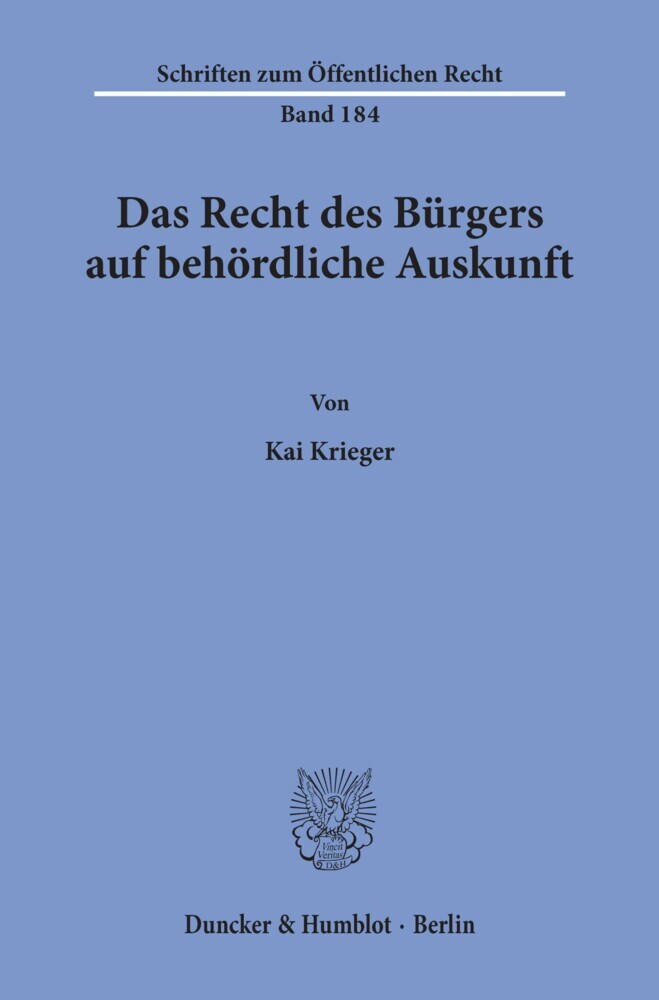 Das Recht des Bürgers auf behördliche Auskunft. main product photo