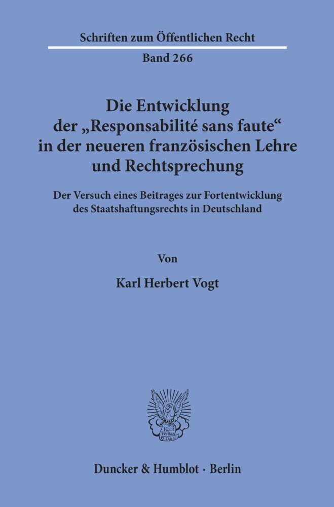 Die Entwicklung der »Responsabilité sans faute« in der neueren französischen Lehre und Rechtsprechung. main product photo