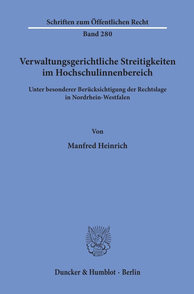 Verwaltungsgerichtliche Streitigkeiten im Hochschulinnenbereich, main product photo