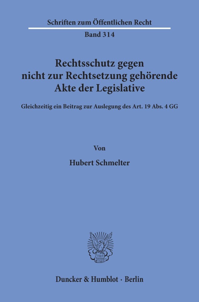 Rechtsschutz gegen nicht zur Rechtsetzung gehörende Akte der Legislative. main product photo