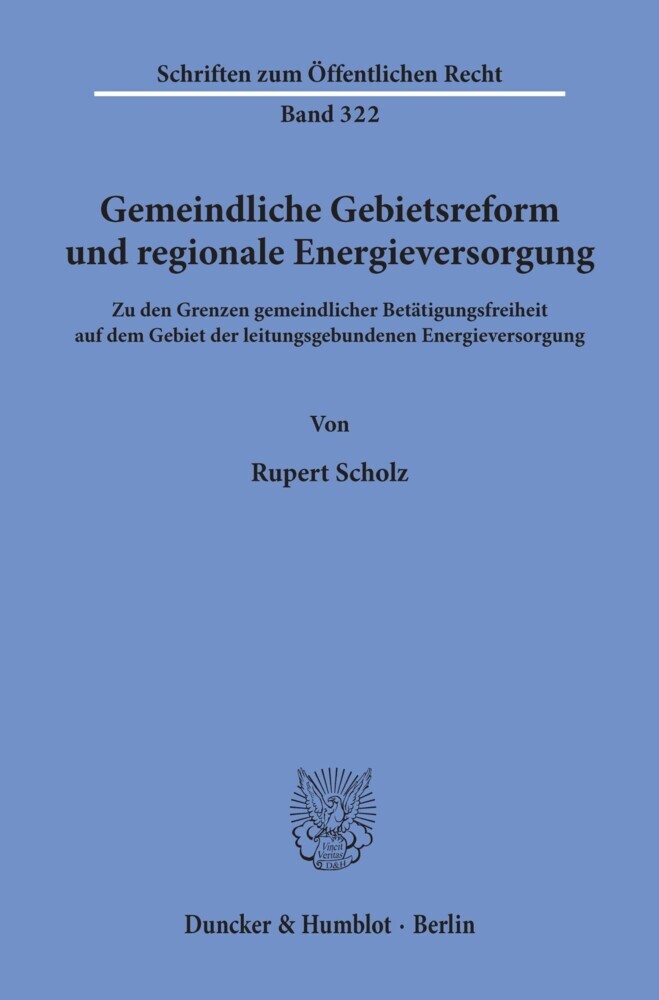 Gemeindliche Gebietsreform und regionale Energieversorgung. main product photo