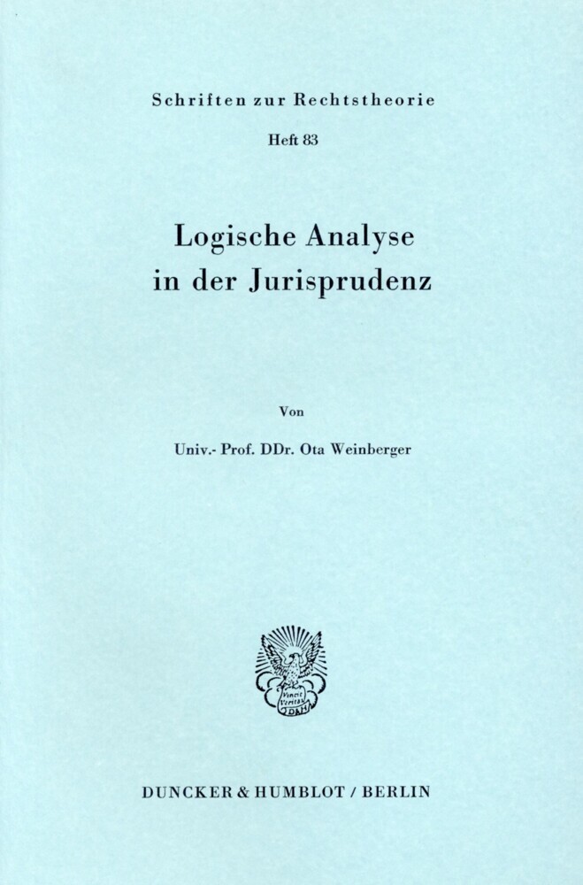 Logische Analyse in der Jurisprudenz. main product photo