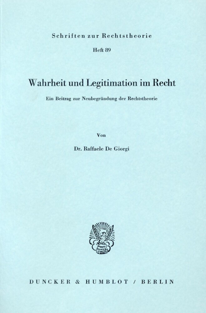 Wahrheit und Legitimation im Recht. main product photo