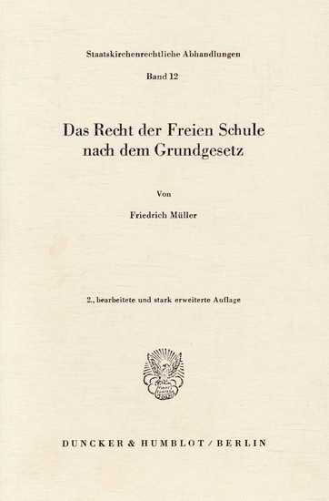 Das Recht der Freien Schule nach dem Grundgesetz. main product photo