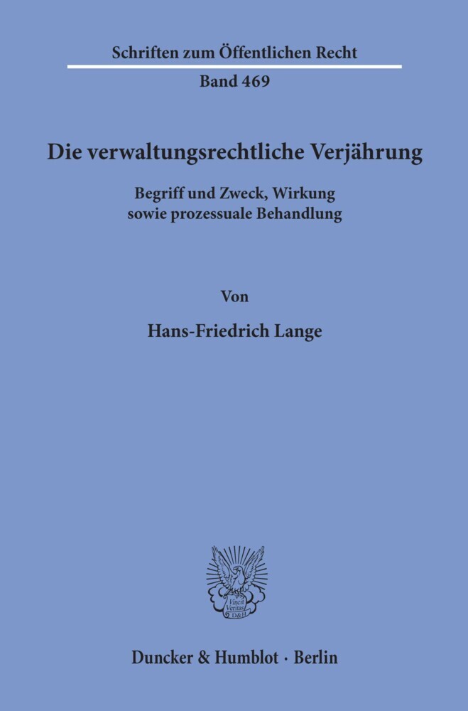 Die verwaltungsrechtliche Verjährung. main product photo