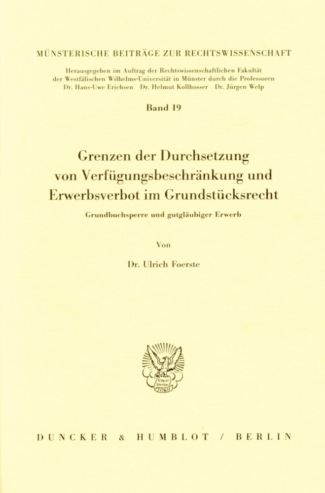 Grenzen der Durchsetzung von Verfügungsbeschränkung und Erwerbsverbot im Grundstücksrecht. main product photo