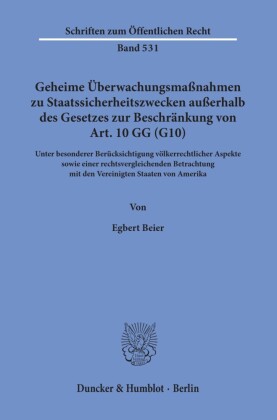 Geheime Überwachungsmaßnahmen zu Staatssicherheitszwecken außerhalb des Gesetzes zur Beschränkung von Art. 10 GG (G10).