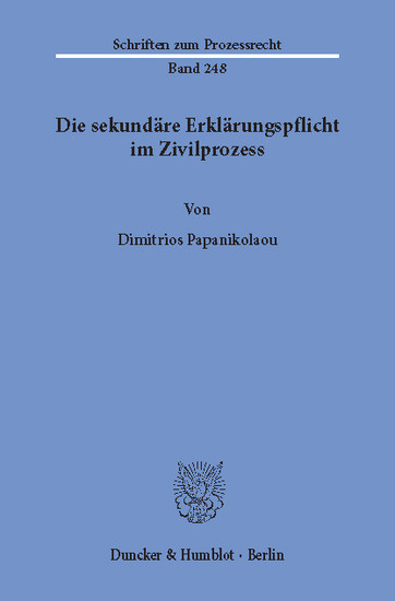 Die sekundäre Erklärungspflicht im Zivilprozess. main product photo
