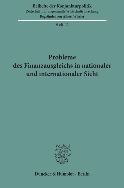 Probleme des Finanzausgleichs in nationaler und internationaler Sicht. main product photo