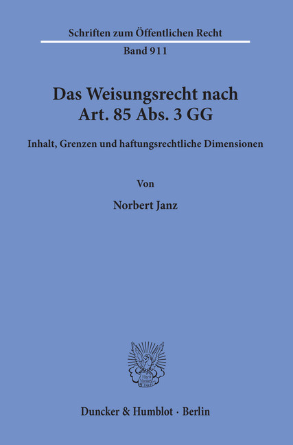 Das Weisungsrecht nach Art. 85 Abs. 3 GG. main product photo