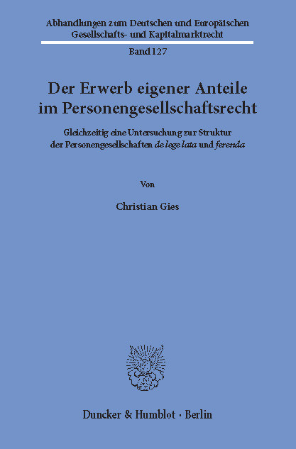 Der Erwerb eigener Anteile im Personengesellschaftsrecht. main product photo