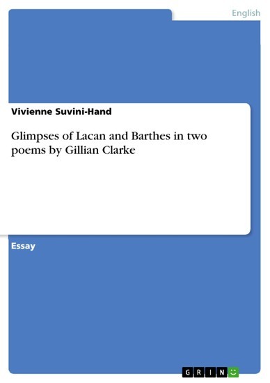 Glimpses of Lacan and Barthes in two poems by Gillian Clarke main product photo
