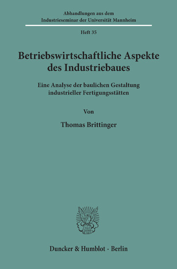 Betriebswirtschaftliche Aspekte des Industriebaues. main product photo