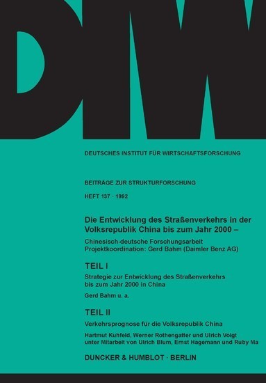 Die Entwicklung des Straßenverkehrs in der Volksrepublik China bis zum Jahr 2000. main product photo