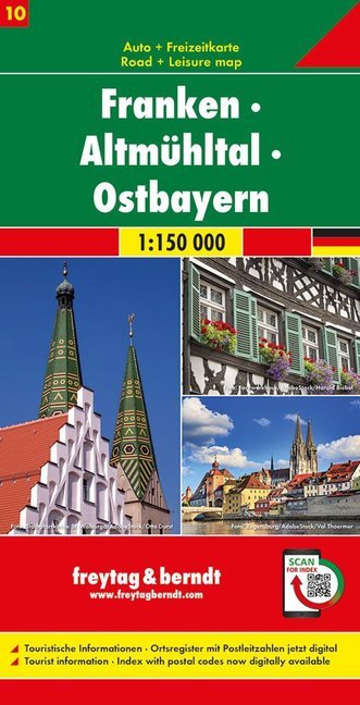 freytag & berndt Auto + Freizeitkarte Franken - Altmühltal - Ostbayern, Autokarte 1:150 000 main product photo