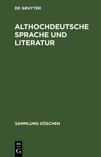 Althochdeutsche Sprache und Literatur main product photo