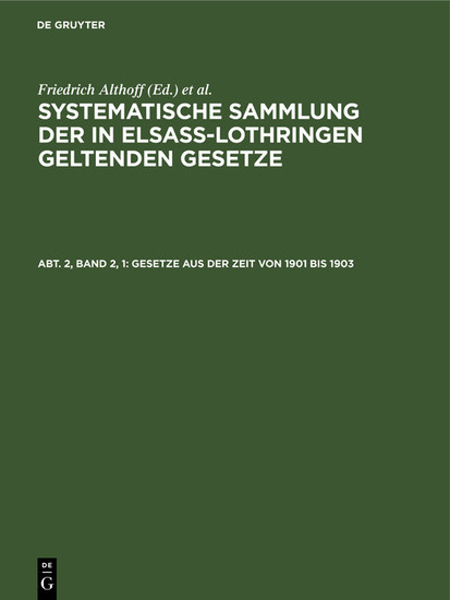 Gesetze aus der Zeit von 1901 bis 1903 main product photo