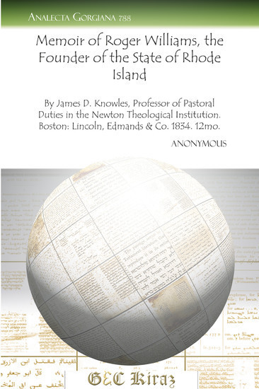 Memoir of Roger Williams, the Founder of the State of Rhode Island main product photo