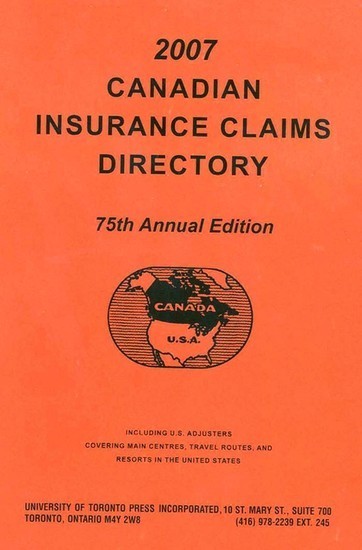 Canadian Insurance Claims Directory 2007 main product photo