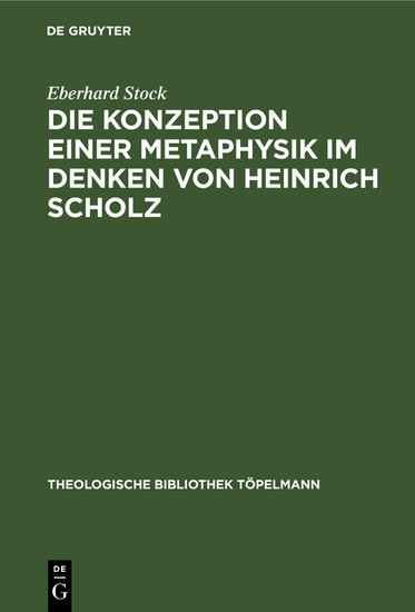 Die Konzeption einer Metaphysik im Denken von Heinrich Scholz main product photo